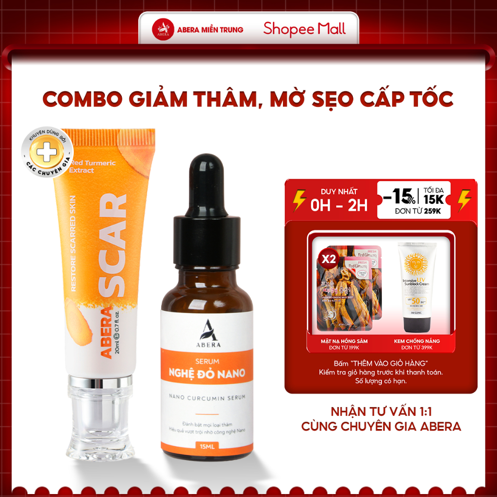 [COMBO] Kem xóa sẹo & Serum giảm thâm Abera, mờ sẹo giảm thâm nhanh chóng, cải thiện tình trạng sẹo thâm mụn, sẹo bỏng