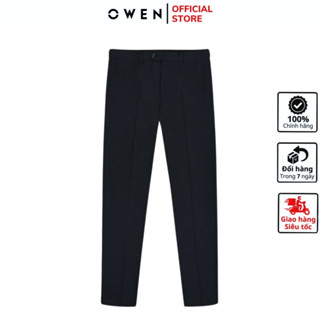 Quần âu nam công sở cao cấp OWEN QS242829 đồ tây xịn phom slim fit màu xanh tím than vải polyester chống nhăn