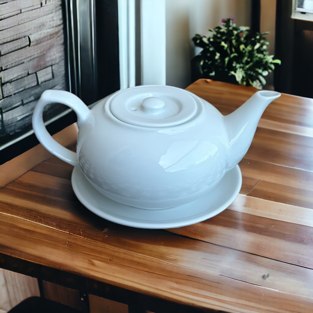 Ấm Dẹt sứ trắng cao cấp OHIO, Dung Tích 400ml - 700ml.
