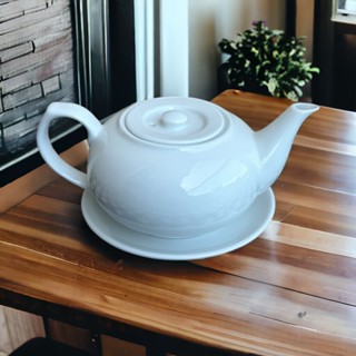 Ấm Dẹt sứ trắng cao cấp OHIO, Dung Tích 400ml - 700ml.