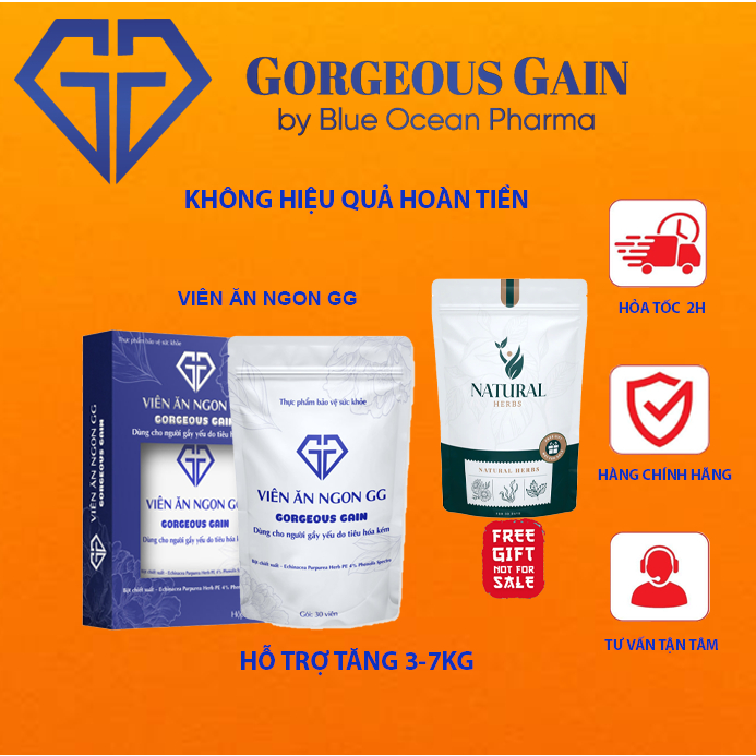 Viên Ăn Ngon GG Hỗ trợ kích thích tiêu hoá, Giúp ăn ngon ngủ ngon, Hỗ trợ tăng cân an toàn với cả người gầy cơ địa