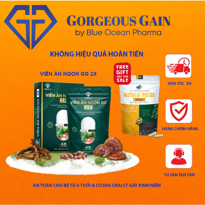 Viên Ăn Ngon GG 2X giúp ăn ngon ngủ ngon, hỗ trợ tăng cân an toàn hiệu quả cho trẻ từ 6 tuổi và người gầy kinh niên