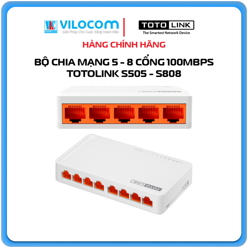 Switch TOTOLINK 8 port S808 5 port S505 100Mbps - Hàng Chính Hãng