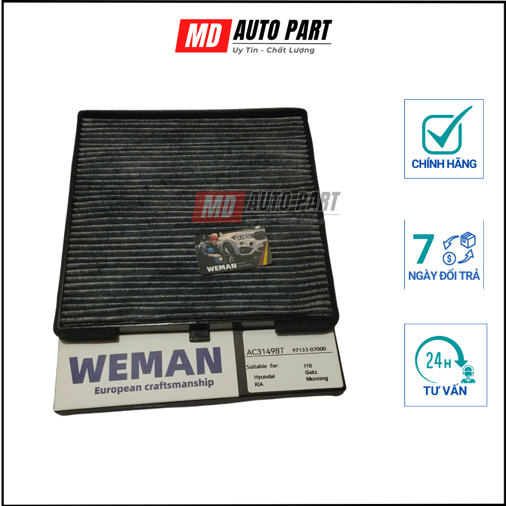 [Lọc WEMAN] Lọc điều hòa HD - KIA i10 -2020, Morning 04-2020 THAN, MÃ- AC31498T