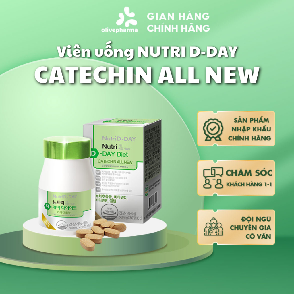OLIVEPHARMA chính hãng - Viên Uống Giảm Cân Nutri D-Day Diet Catechin All New Hàn Quốc Hỗ Trợ Kiểm Soát Vóc Dáng