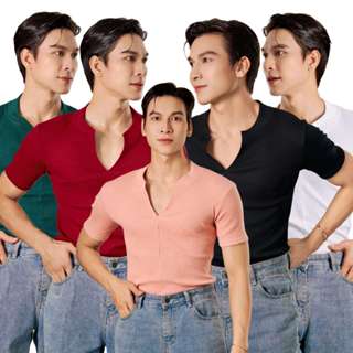 Áo Thun Cổ Chữ V Nam Tay Ngắn Form Body Thun Gân Cao Cấp Thương Hiệu Mr Twins