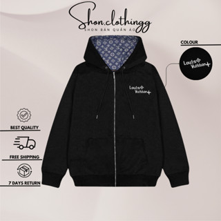 Áo Hoodie Zip LV Thêu Logo Ngực Phối Nón Chất Liệu Nỉ Bông Mịn Dày Dặn Full Tag Mạc