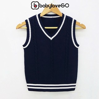  Áo gile len bé trai BabyloveGO áo gile họa tiết vặn thừng cổ chữ V cho bé mẫu mới thu đông 2025 
