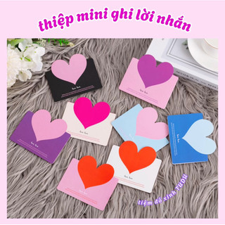 Thiệp mini hình tim ghi lời nhắn, lời chúc nhiều màu