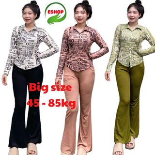 Đồ bộ nữ mặc nhà quần ống loe nữ cạp cao bigsize ESHOP set bộ loe xinh tay dài ủ kem đồ bộ mặc nhà dễ thương MS902