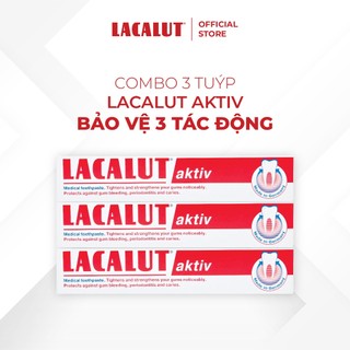 Combo 3 tuýp Kem đánh răng Lacalut Aktiv Ngăn ngừa viêm nướu, Chảy máu chân răng, Tụt lợi