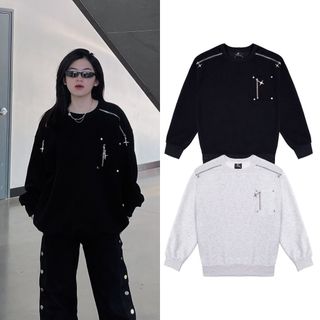 Áo nỉ nam nữ chất liệu vải nỉ 2 da mềm mịn, áo sweater họa tiết dây khóa ngôi sao form dáng oversize AN211