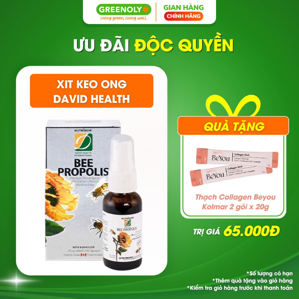 Xịt Họng Keo Ong Bee Propolis David Health Lọ 30ml
