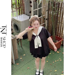 SET 2 MÓN NỮ BIGSIZE ÁO THỦY THỦ THÊU NƠ VÀ CHÂN VÁY [TNT SHOP BIGSIZE 60KG 90KG]