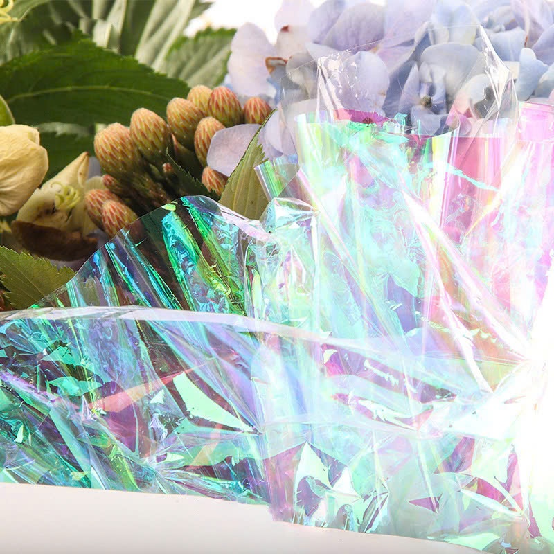 Giấy bóng kính gói hoa, giấy bó hoa galaxy 7 màu giấy bóng kiếng hologram cầu vồng, giấy gói hoa dạ 