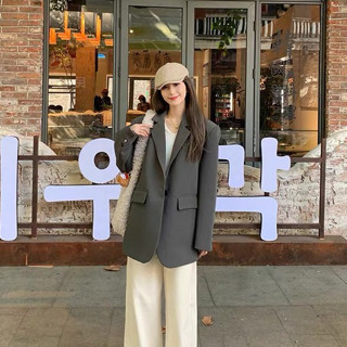 [Sẵn] Áo Blazer Nữ Dáng Dài Áo Vest Nữ Blazer Form Rộng Kiểu Hàn Quốc Áo Khoác Nữ Mùa Đông Đi Làm Đi Chơi AZ1073