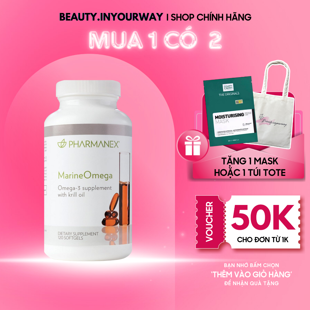 [Hàng Công Ty] Viên Uống Omega 3 Nuskin, Dầu Cá Hỗ Trợ Sức Khỏe, Tim Mạch, Đẹp Da Pharmanex Marine Omega 120 viên