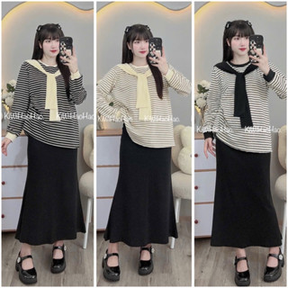  ÁO BẦU - DÀI TAY ZIP KẺ NGANG KÈM KHĂN - 3 Màu RẺ VÔ ĐỊCH 