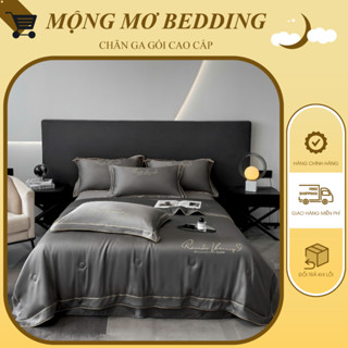  Bộ chăn ga phi lụa ROMANTIC 1 tone màu sang trọng bắt mắt chăn chần bông microgel mềm mượt êm ái thoáng khí 