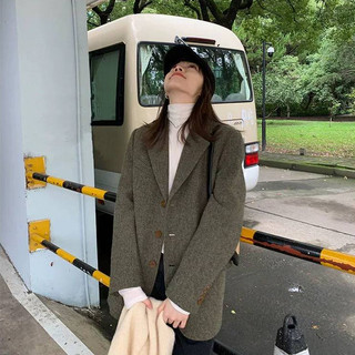 Áo Blazer Nữ Dạ Tweed Áo Khoác Dạ Cổ Vest Form Rộng Kiểu Hàn Quốc Áo Dạ Dáng Dài Phong Cách Retro Đi Làm Đi Chơi AD251
