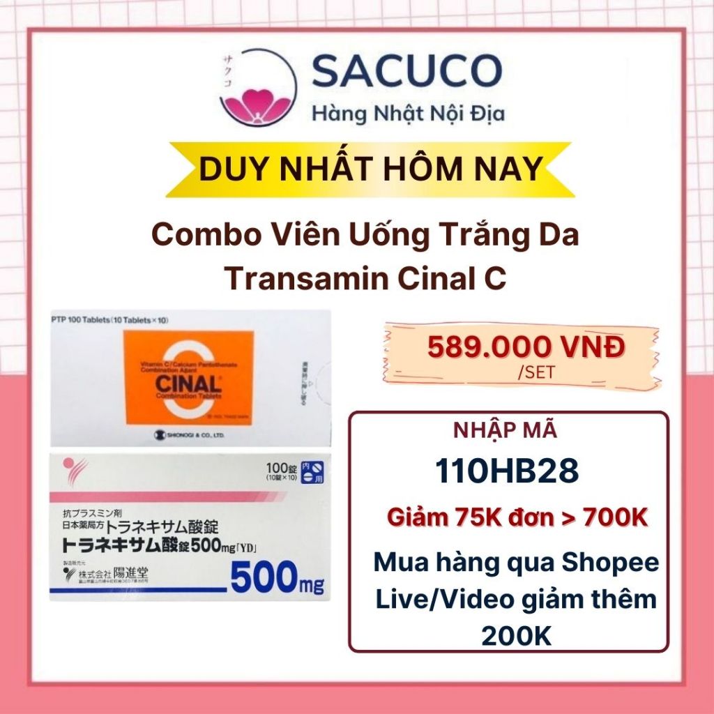 Viên uống trắng da mờ nám Transaminn Cinal C 100 viên Nhật Bản