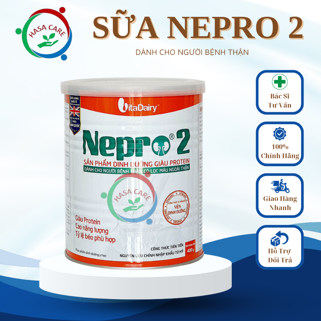 Sữa Bột Dinh Dưỡng Nepro 2 Hộp 400G Dành Cho Người Bệnh Thận Cung Cấp Dinh Dưỡng Phục Hồi Sức Khỏe