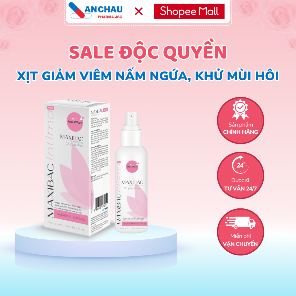 Dưỡng ẩm phụ khoa An Châu Maxibac Intima giúp khử mùi dưỡng ẩm mềm mịn da dạng xịt- Lọ 100ml