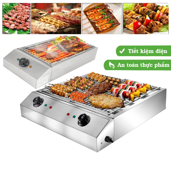 Bếp nướng điện đôi thịt xiên, nướng bánh tráng, hải sản công nghiệp [BH 12 Tháng]