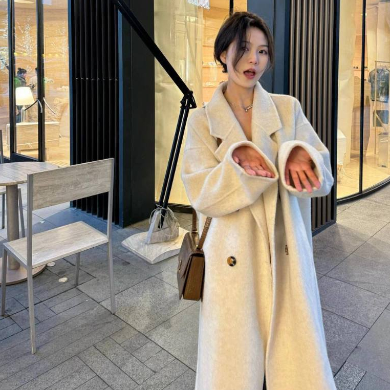 [Sẵn] Áo Khoác Dạ Dáng Dài Áo Khoác Nữ Form Rộng Dạ Tweed Dáng Dài Qua Gối Kiểu Hàn Quốc Áo Dạ Dáng 