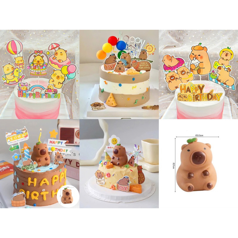 RẺ VÔ ĐỊCH - Tổng Hợp Phụ Kiện Trang Trí Capybara (Chuột lang nước) Decor Banh - Trang trí bánh sinh nhật, bánh kem
