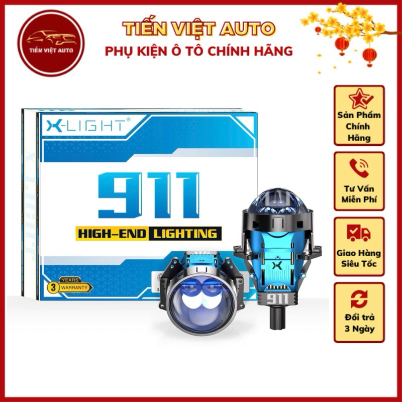 Bi led Xlight 911 mẫu mới 2024, 2 mắt trợ pha công suất 75W