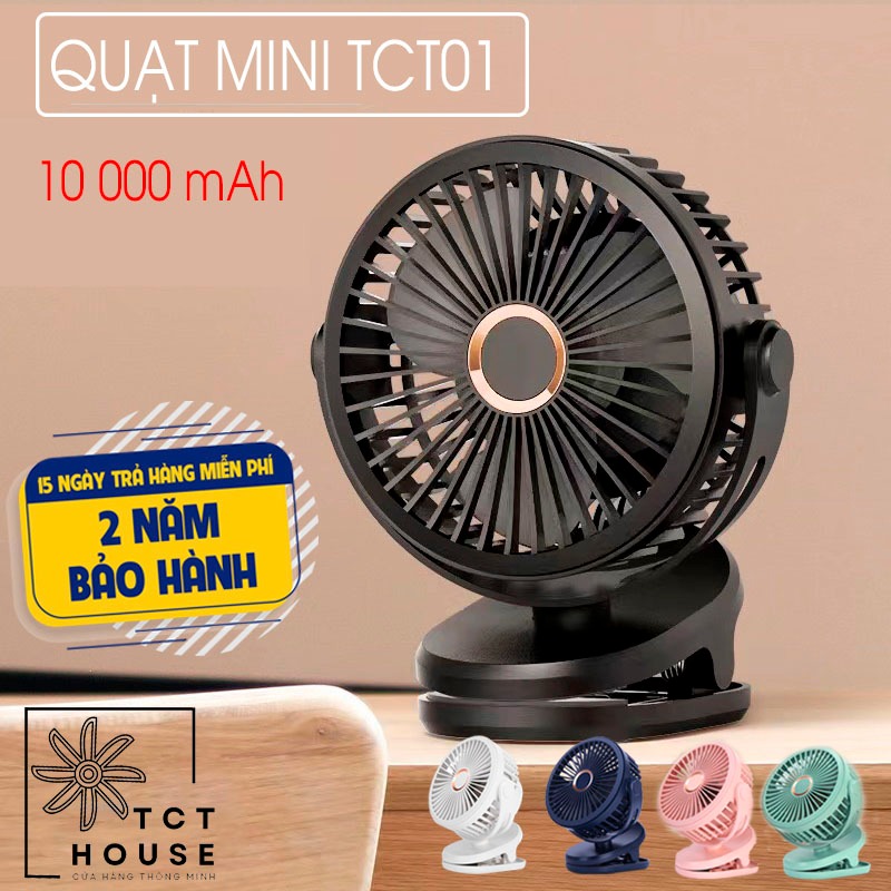 Quạt Mini | Quạt Kẹp Bàn Tích Điện Pin 10000 Mah Dung Lượng Lớn, Pin Khủng