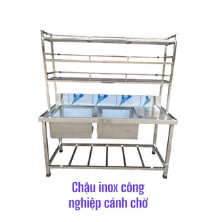 CHậu Rửa inox Công nghiệp có cánh chờ kt 65x150x150
