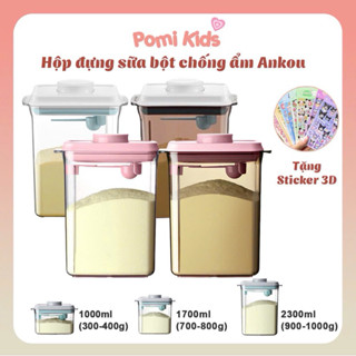 (Tặng sticker 3D) Hộp Đựng Sữa Bột Chống Ẩm Ankou, Hộp Trữ Sữa Cho Bé Hút Chân Không Hàng Chính Hãng