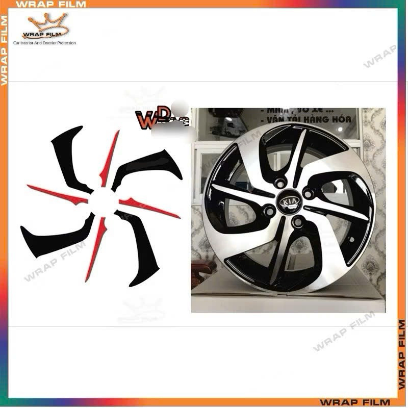 Bộ decal dán mâm xe KIA Morning ( bộ 5 bánh)