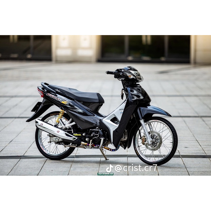 tem lửa chế Wave 110 2024 màu đen sương cá- Tem in vi tính cao ấp