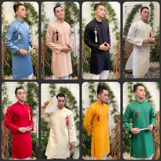 Áo Dài Cách Tân Nam Khóa Sau Lưng Viền Cúc Vải N01