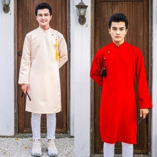 Áo Dài Cách Tân Nam Khóa Sau Lưng Viền Cúc Vải N01