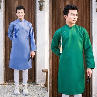 Áo Dài Cách Tân Nam Khóa Sau Lưng Viền Cúc Vải N01