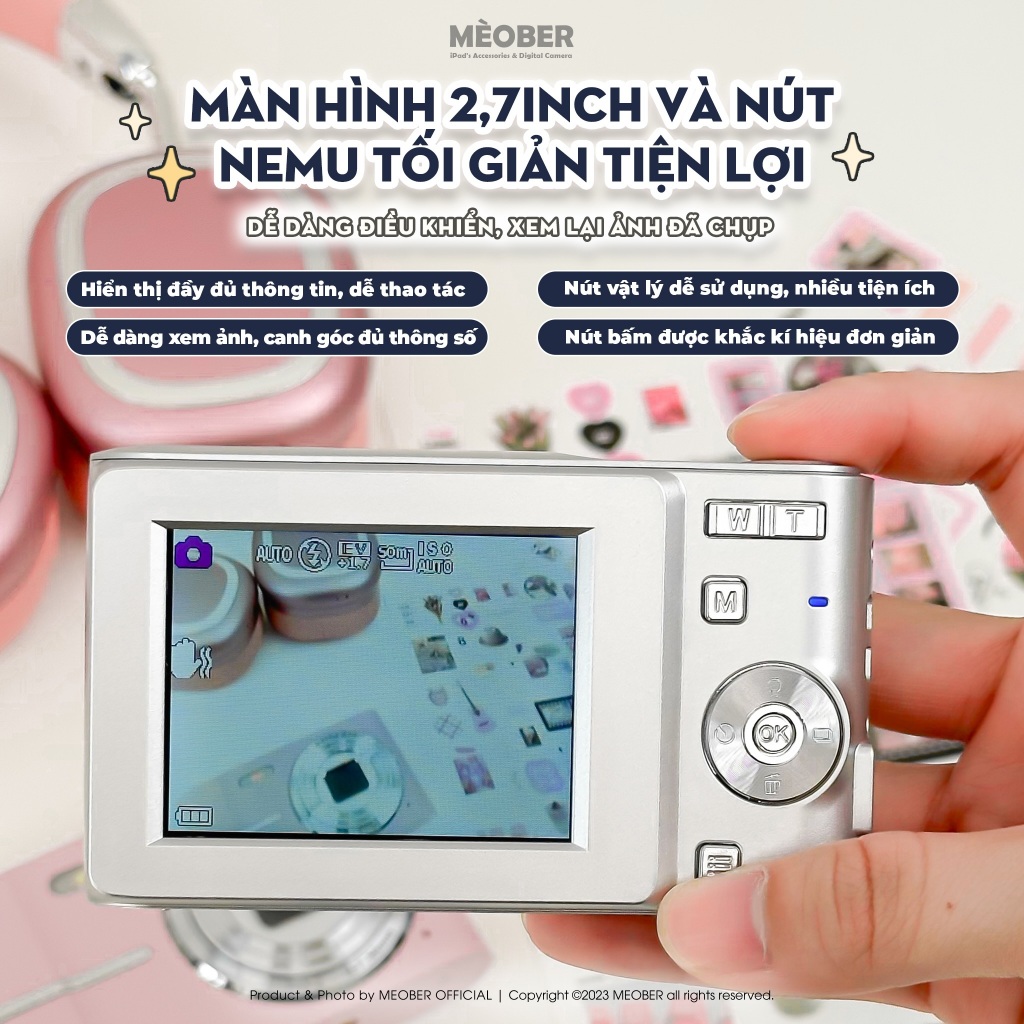 Máy ảnh kĩ thuật số digital Booi.e Retro Y2K Camera - quay, chụp 50MP, siêu gọn by MèoBer | BigBuy360 - bigbuy360.vn