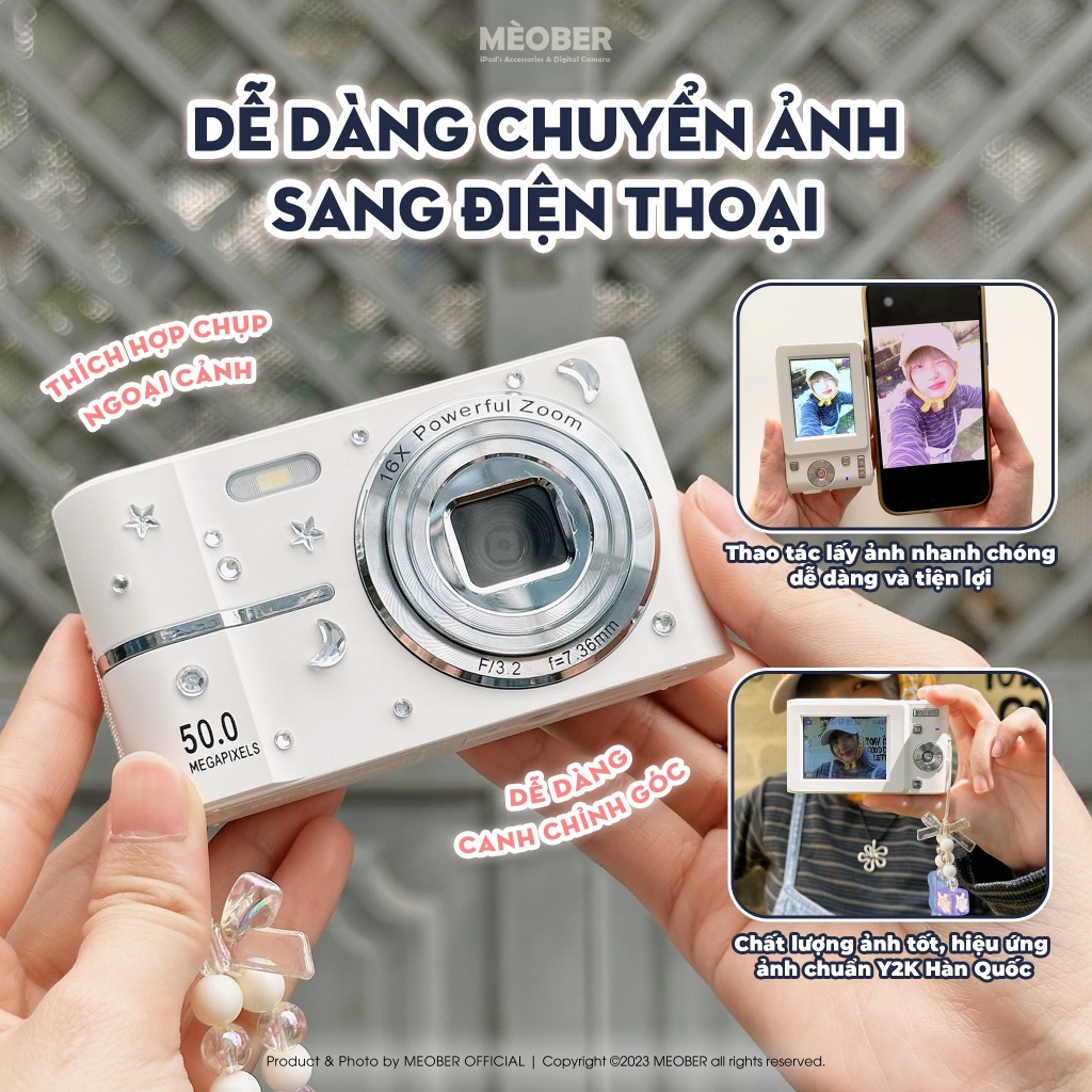 Máy ảnh kĩ thuật số digital Booi.e Retro Y2K Camera - quay, chụp 50MP, siêu gọn by MèoBer | BigBuy360 - bigbuy360.vn