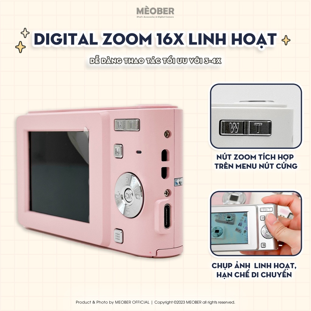 Máy ảnh kĩ thuật số digital Booi.e Retro Y2K Camera - quay, chụp 50MP, siêu gọn by MèoBer | BigBuy360 - bigbuy360.vn