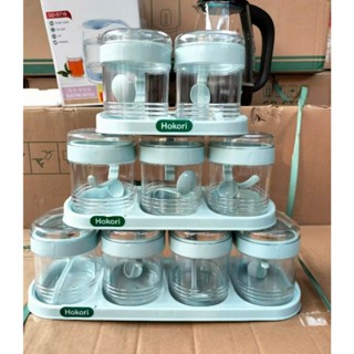 Bộ 2-3-4 hộp đựng gia vị kèm muỗng thìa hokori việt nhật có nắp đậy Bộ lọ đựng gia vị nhà bếp có thìa nắp đạy cao cấp