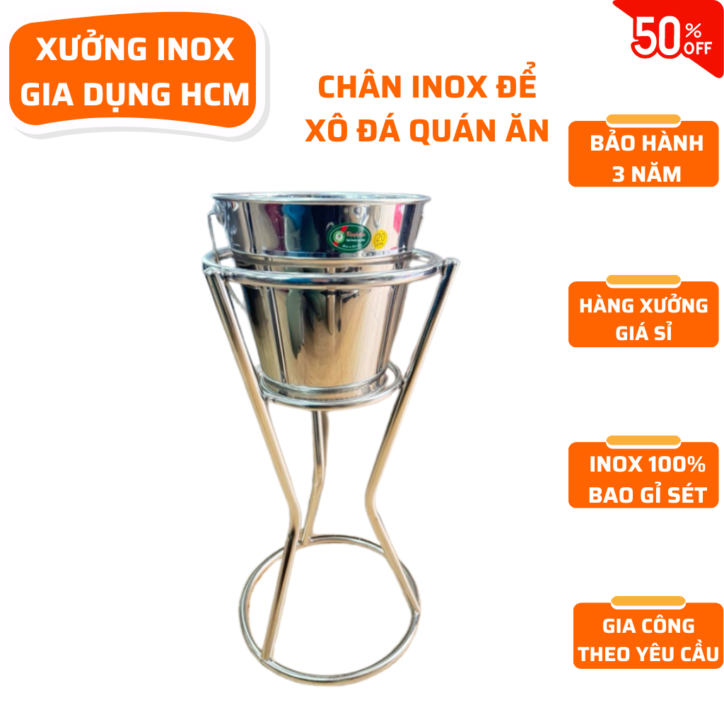 [INOX] Chân để xô đá inox quán ăn, chân đựng xô đá, chân xô đá inox quán ăn thiết kế sang trọng