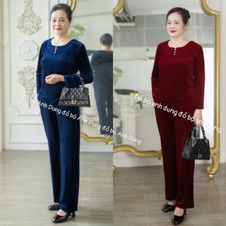 CB5 Bộ Trung niên Chất nhung  tuyết xịn xò cho Mẹ Bộ thu đông sang cho Mẹ 