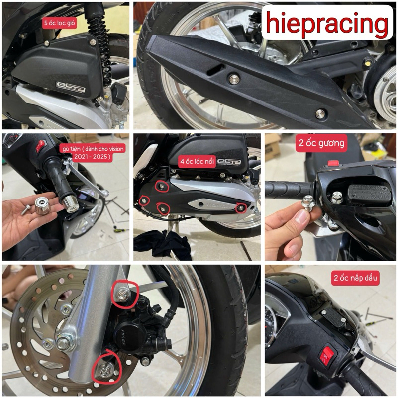 Bộ ốc salaya mẫu thái gắn gắn dàn áo xe vision các đời từ ( 2014 - 2025 )