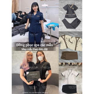 Đồng phục spa, mầm non nơ eo mặc siêu xinh chất cotton lạnh cao cấp