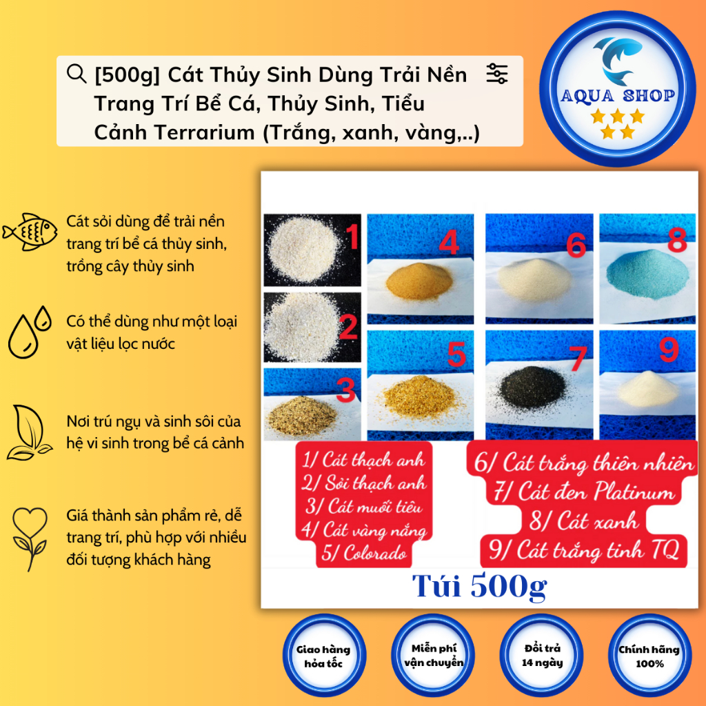 [1000g] Cát Thủy Sinh Dùng Trải Nền Trang Trí Bể Cá, Thủy Sinh, Tiểu Cảnh Terrarium