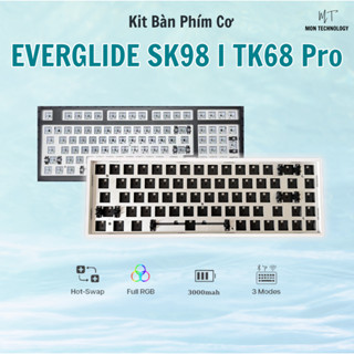 [Sẵn Hàng] Kit bàn phím cơ EverGlide Sk98/TK68 Pro 3 Mode | Plate Nhôm | Mạch ngược | Led RGB