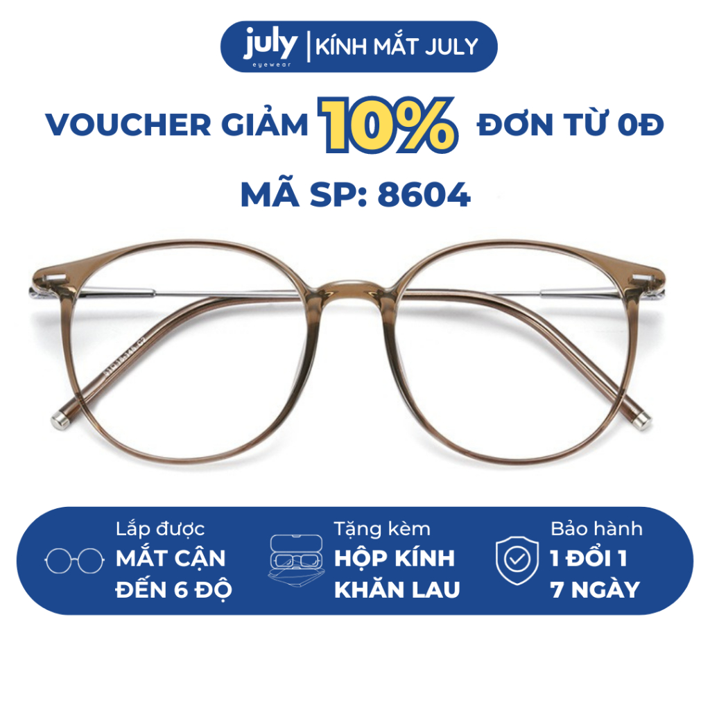 [8604] Gọng kính cận nữ Kính mắt thời trang form oval thiên tròn tròn kim loại phối nhựa chắc chắn -